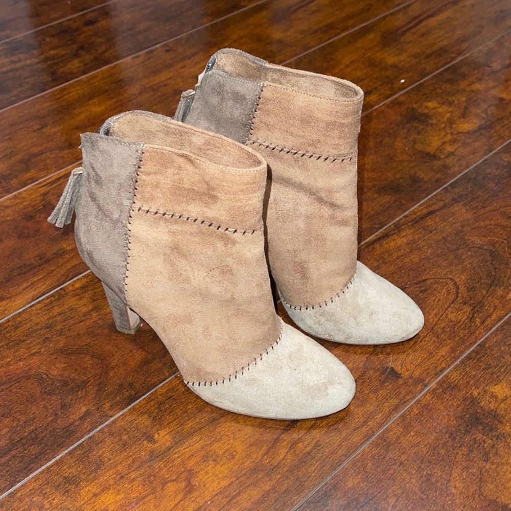 Joie Patch Nude Heeled Booties